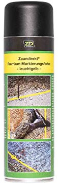 Zaundirekt Premium Markierspray 500ml Farbspray in Leuchtgelb für Asphalt, Beton, Holz, Stein, Erde uvm.