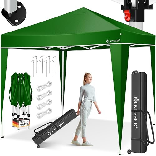KESSER® Pavillon Pliable 3x3m | Pop-Up Réglable en Hauteur Stable Etanche Résistant à l'hiver | Protection UV 50+ y Compris Sac avec roulettes & ancrage au Sol - Vert