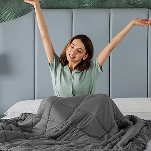 CYMULA Weighted Blanket for Adults (15lbs 60x80 Queen Size) - Cooling Breathable Heavy Blankets for Summer Winter - Ultra Microfiber Soft Comfort Throw with Glass Beads - Gifts for Men/Women