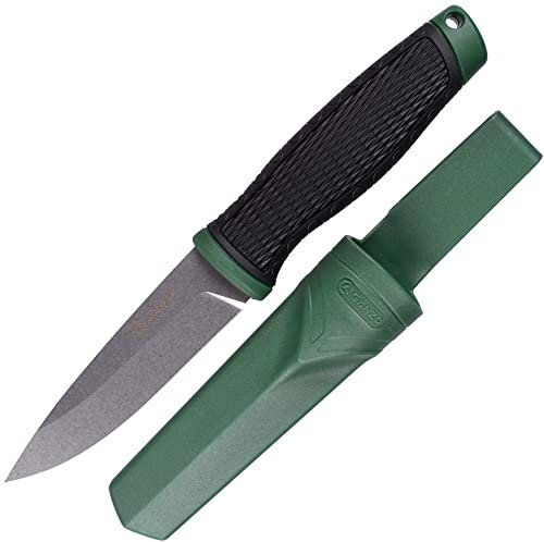 Ganzo G806-GB Cuchillo de hoja fija 8CR14 Hoja de acero inoxidable Mango ergonómico antideslizante Camping Caza Pesca Cuchillo EDC al aire libre con vaina (Verde)