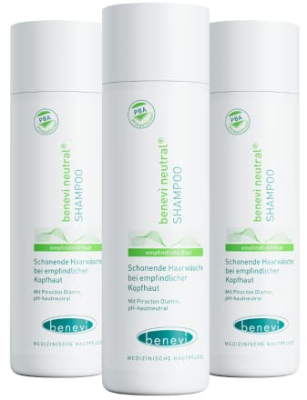 benevi Shampoo 3 x 200 ml für empfindliche, trockene, juckende, gereizte Kopfhaut und Haare. Besonders mild. Auch bei zu Neurodermitis oder Schuppenflechte neigender Kopfhaut geeignet.
