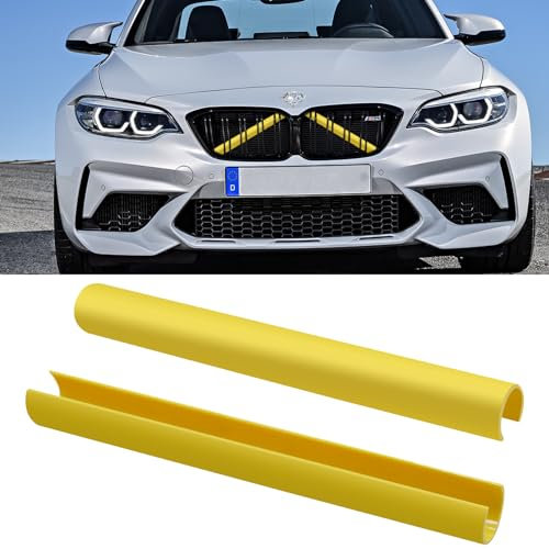 TTCR-II 2PCS Frontgrill Einsatz,Streifen Kühlergrill Einsätze Zierleiste Kompatibel mit BMW 1er 2er 3er 4er 5er 6er 7er, F20 F21 F22 F23 F30 F31 F32 F33 F36 G30 G32 G11 G12 G14 Grill Streifen(Gelb)