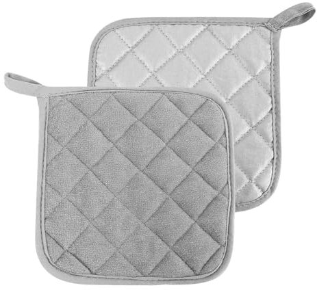 Presine da Cucina in Cotone Accessori per Cucina Pentole Forno Resistente al Calore Lavabile Grande Set di 2pz (Grigio Leggero)