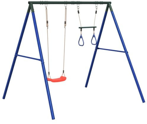 vidaXL Gungställning med gunga och trapets, gungställning, utomhuslekset, gungställning för barn, trädgårdsgungställning, gungställning för barn