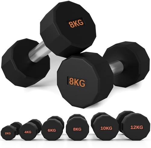 SPORTNOW Mancuernas, par con forma 12 lados, 2 x 8kg