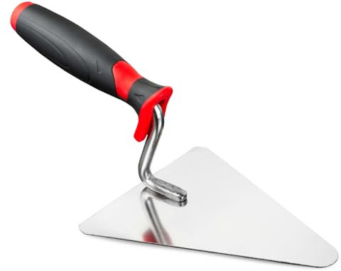 Truelle triangulaire - 140 mm x 125 mm - Avec manche en bois - Truelle de plâtre - Indispensable pour les travaux de maçonnerie (Truelle de maçonnerie berlinoise 140 mm)