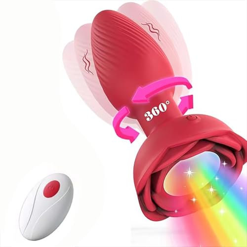 Qhyisn Anal Vibrator mit 360°Rotationsfunktion Sex Toys für die Frauen Prostata Stimulation Männer Analplug 10 Vibrationsmodi LED Leuchtender Analvibratoren Buttplug Dildo Sexspielzeug für Paare（Rot）