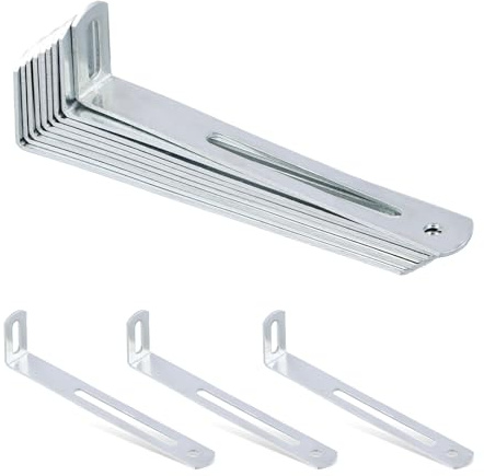 12 stycken L-konsolhyllor 123 x 29 mm, hörnhängslen, rostfritt stål gemensamma vinkelfästen, justerbar L-form hörnstöd, för fixering av möbler, tjocklek 1,5 mm