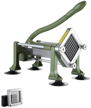 VEVOR Tagliapatatine Fritte 400 x 215 x 305 mm Affettatrice per Patate con Lame in Acciaio Inossidabile 9,52 mm Tagliapatate Manuale con Ventose, per Patate, Patatine Fritte, Cetrioli, Verdure, Verde