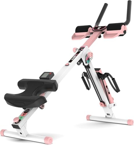 TOUSAINS 3 in 1 Rowing Machines, Folding Ab Machine with Cable System, Abdominal Trainers for Abdominal Workout, 4-Level Height & 2 Resistance Levels, Core Trainer