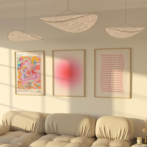 ZoeyAustin® Affischset – 3 x väggbilder 50 x 70 | Bilder, affischer och konsttryck för väggdekoration vardagsrum och sovrum | estetisk konst utan ram (Aura rosa, 50 x 70 cm)