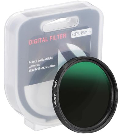 PATIKIL Filtro Polarizador Circular De 49 Mm, Filtro De Lente De Cámara De Vidrio Óptico Delgado con Tapa para Fotografía De Retrato Y Vlog De Video, Negro