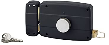 THIRARD Serrure en Applique, Porte de Garage, Gauche, 140 x 97 mm, 70 mm | Acier embouti, pêne laiton, cylindre Ø 25mm, installation gauche, 3 clés laiton nickelé incluses