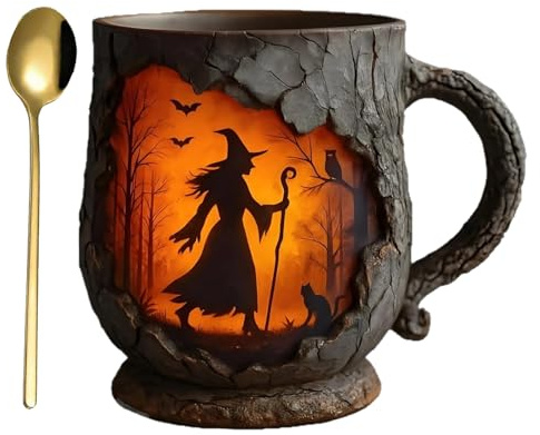 Brass da tè - bicchieri da tè turco | Coppa divertente 386ml | Campfire Tasse | Coppa con impugnatura 3D Struttura di corteccia Struttura Design del fuoco per il lavoro di lavoro Insegnante di insegna