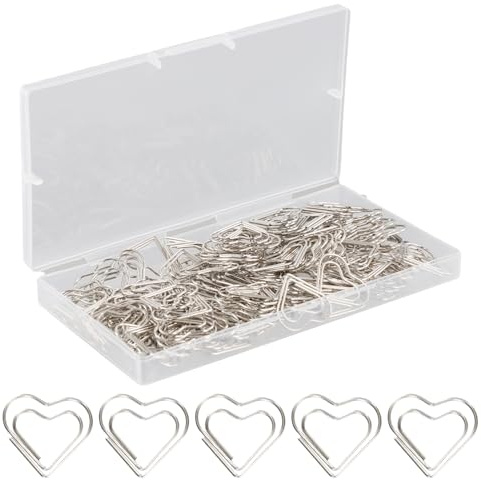 150 stycken pappersklämmor hjärta silver – kreativa gem motiv i hjärtform, litet och stilfullt, 25 x 23 mm, robust och hållbart – perfekt för kontor, skola, bröllopsinbjudningar, dekoration och