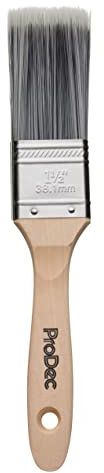 Brocha de Pintura sintética ProDec de 1,5 Pulgadas para un Acabado Suave con Pinturas de emulsión, Brillantes y satinadas en Paredes, techos, Madera y Metal, 1,5 38 mm
