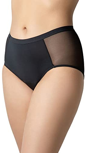 Relaxsan A1017 (Nero, L) Mutanda Assorbente Ciclo Mestruale, Slip per Ciclo Vita Alta, Lavabile, Tassello in Cotone, Mestruazioni, Incontinenza