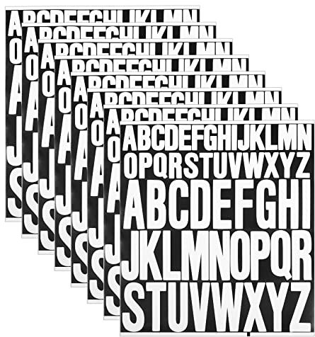 AIEX 8 Blatt Selbstklebende Buchstaben, 2,5cm 5cm Groß Buchstaben Aufkleber Buchstaben zum Aufkleben Scrapbook Buchstaben Wasserfeste Vinyl Alphabet Aufkleber für Kunsthandwerk, Briefkästen (Weiß)