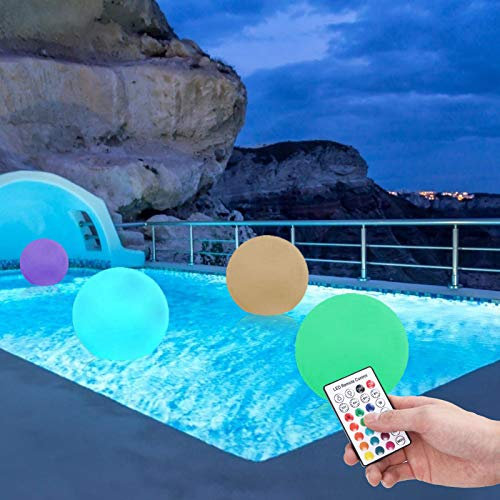 TOPINCN Lot de 2 Lampes Solaires Flottantes pour Piscine avec Télécommande, Lampe à Boule Solaire à LED, Boule Lumineuse à Changement de Couleur, Lumière Flottante pour Pelouse, Plage,