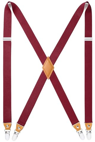 HISDERN Tirantes para hombre con 4 clips de metal muy fuertes Tirantes Talla única para todos los hombres y mujeres Forma de X ajustable y elástica