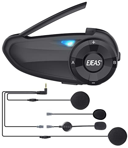 SolaMr Q7 Motocicleta Casco Auricular BT5.1 Motocicleta Impermeable Intercomunicador Sistema de Comunicación Auricular Bluetooth con SafeRiding APP, Radio FM, Reproductor MP3, Hasta 7 Pilotos (1 Pack)