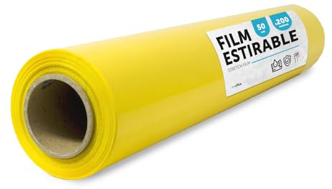 Film jaune pour emballage de cartons de déménagement, protéger les meubles et les expéditions, dimensions 50 cm x 200 m étirables · m-office (jaune, 1 unité)