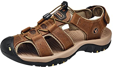 Pantoufles Homme Cuir Fermé 39-44 : Sandales Ergonomiques Hommes Chaussures de Randonnée en Cuir Légères Chaussures de Jogging Imperméables Été Chaussures de Loisirs Sportives Respirantes Baskets