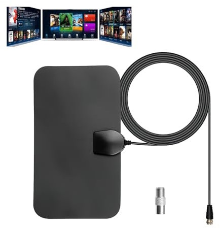 1 Pack TV Aerial Indoor, 4K 9FT HD Digital TV Antenna with 200+ Miles Long Range Reception TV Aerial Indoor Amplified, Coaxial Cable for Freeview TV Support 1080P Local and Other Resolutions Channel