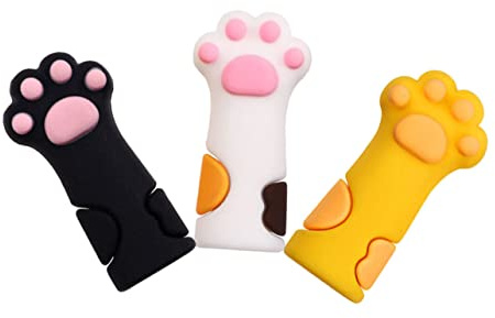Healeved 6piezas Protector Silicona Para Tijeras De Manicura Con Diseño Pata De Gato Funda Segura Para Cortauñas y Pinzas Cubiertas Flexibles Anticaída Colores Negro y Amarillo