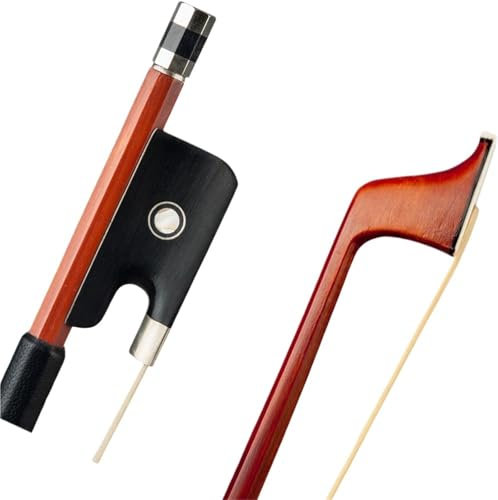 Geigenbogen 4/4 Bratschenbogen aus brasilianischem Rotholz leicht richtig ausbalanciert Bogenhaar aus Rosshaar Ebenholz passend für 15/16 Zoll Bratsche