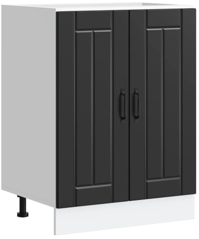 Tomostar Meuble Cuisine sous-évier, Meuble Bas pour évier Armoire de Cuisine Lucca Noir Bois d'ingénierie 60 x 46 x 81,5 cm