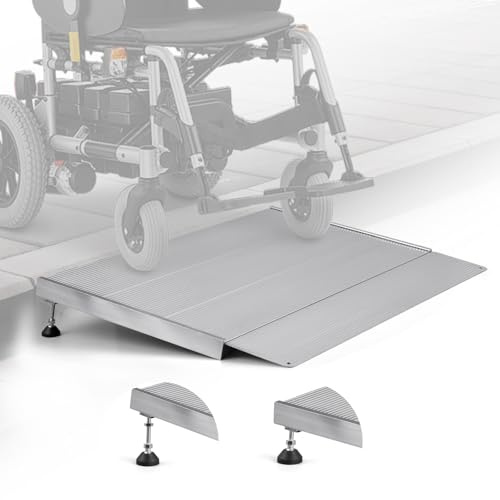 92x61 cm Rampe per Sedia a Rotelle, Rampa per Disabili, Rampe di Carico Auto, Altezza Regolabile 4,2–11 cm, Portata 300 kg (660 lb), per Soglia Porta, Scooter, Auto, Sedia a Rotelle Elettrica