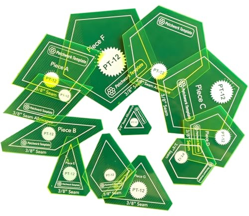 Vestamore 12 Pcs Acrylic Quilting Rulers, Multi-Purpose Templates For Patchwork, & Triangle Shapes For Crafting, Precision Cutting Tools For Diy Projects