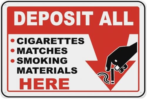Deposit Smoking Materials Here Sign Metal Sign 12x16 Inch - Indoor/Outdoor Decorative & Safety Use