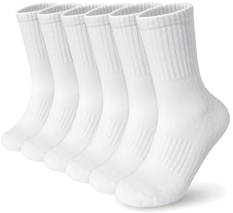 YSUY 6-Pack Ladies Ankle Socks for Sports & Leisure, Ladies Socks, Breathable White Cotton Liners Multipack for Women's Size 4-7, Slouch and Athletic Style for Girls & Women
