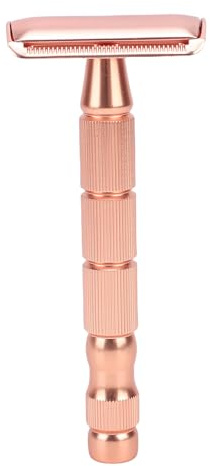 HETHLIF Herramienta de Afeitado Manual para Hombres y Mujeres Afeitado de Repuesto único Sin Irritación para Pieles Sensibles Compacto Apto para Viajes con de Metal (oro rosado)