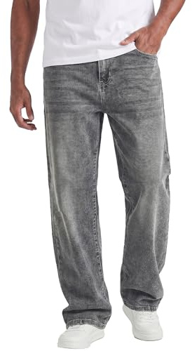 JMIERR Men's Jeans Baggy Stretch Straight Leg Regular Fit Classic Basic Denim Jeans