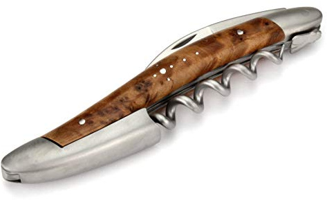 Forge de Laguiole Cuchillo de camarero – Mango Thuja – Acero inoxidable mate – Abridor de vino Sommelier Sacacorchos