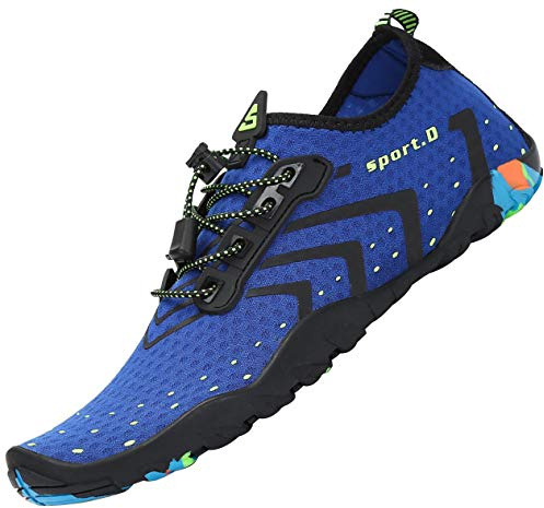 SAGUARO Chaussures Aquatiques Homme Femme Chaussure de Plage Chaussure Eau Chaussette Aquatique pour Baignade Natation Surf, Bleu GR.47