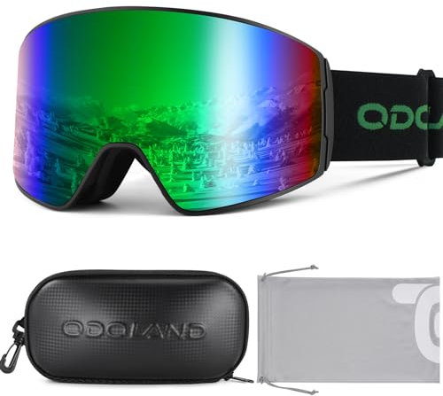 Odoland Skibrille Zylindrische Schneebrille für Damen und Herren mit Skibrillenetui Anti-Fog UV-Schutz Unisex Snowboardbrille Helmkompatible für Jungen und Mädchen zum Snowboard Skifahren