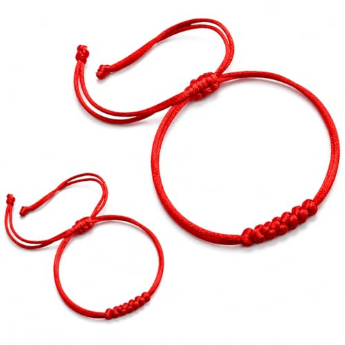 PHITECUS Red Bracelet protection for Newborn/ Baby Girl/ Baby boy/ Girl and boy/ Mommy and Me/ family and Me. Amulet for Children. String for Good Luck and The Evil Eye., no gemstone