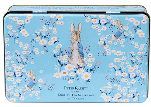 New English Teas Peter Rabbit Daisies Tea Selection Tin with 72 Assorted English Teabags