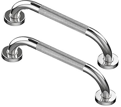 Howdah Agarraderas Baño 30 CM - Barra de Agarre de Acero Inoxidable Cromado, Asa de Ducha, Con Patrón Antideslizante - 2 Piezas