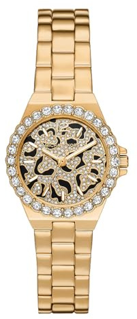 Michael Kors Lennox Damklocka, guldfärgat kvartsurverk med tre visare och armband i rostfritt stål