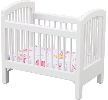 Dollhouse Baby Crib,Wooden Doll Crib,1:12 Dollhouse Miniature Doll Cradle Bed, DIY Scene Doll Home Furniture Craft Christmas Decorations Accessoreis