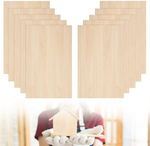 WANDGU 10 unidades de madera para manualidades, placas de madera contrachapada, madera de balsa, placas de madera contrachapada de 300 x 200 x 3 mm, tablas de balsa para proyectos láser, modelos de