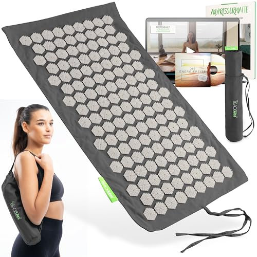 BACKLAXX ® Akupressurmatte Set To-Go Original, passt ins Handgepäck und ist perfekt auf Reisen, Akupunktur Matte mit Stacheln zur Massage und Entspannung, Massagematte Rücken zur Akupressur