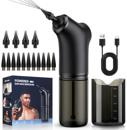 Elektrisches Ohrschmalzentfernungskit, Ohrenspülreiniger, 2000mAh Handgehaltenes Ohrschmalzentferner Für Alle Richtungen Ohrenspülung Mit 4 Reinigungsmodi Für Erwachsene Kinder, Verpackt Mit 16 Düsen