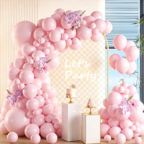 105pcs Pink Balloons Garland Arch - 18, 12, 10, 5 Inch Different Sizes Latex Balloons for Birthday Party Decoration, Gender Reveal, Baby Shower