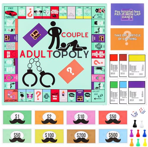 Juegos de pareja para adultos Adultopoly Board Games,Pareja para adultos Opoly Juegos de pareja para parejas Juego de cartas Parejas, Juegos de pareja Adultos,Accesorios divertidos para calentar los